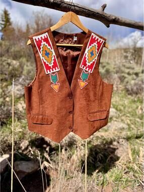 Upcycled Leather Vest Southwestern Vintage Alfred Dunner Western Layer (M/L)